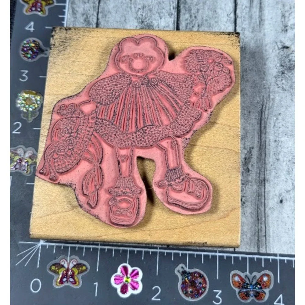 Stampassions Rhonda Ribbit Frog F3211 Hat Flowers Rubber Stamp Wood #G9